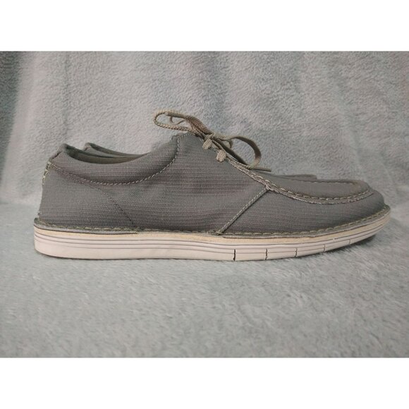 Clarks Shoes Mens 12 M Gray Canvas Forge Lace Up Casual Comfort Moccasin - Picture 3 of 9